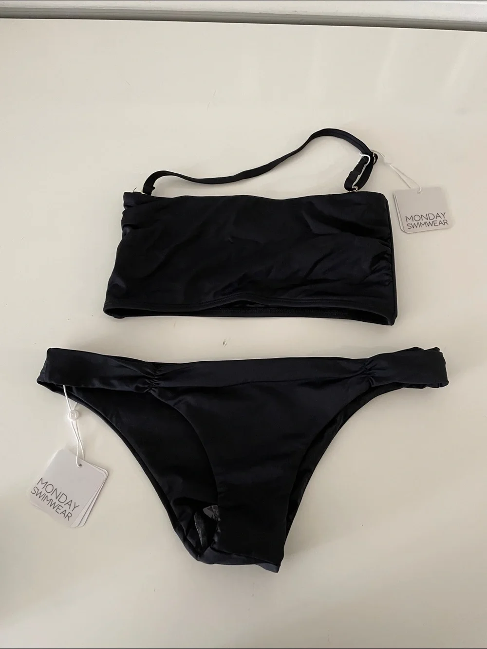 NWT Monday Swimwear SET Bora Bora Bandeau Top and Byron Clovelly Black Small